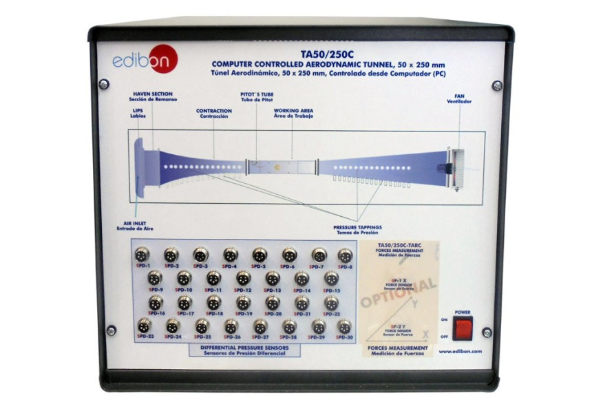COMPUTER CONTROLLED AERODYNAMIC TUNNEL, 50 X 250 MM - TA50/250C