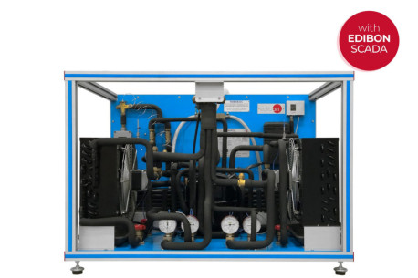 COMPUTER CONTROLLED RERVERSIBLE HEAT PUMP + AIR CONDITIONING + REFRIGERATION WITH 2 CONDENSERS AND 2 EVAPORATORS (WATER/AIR) - T