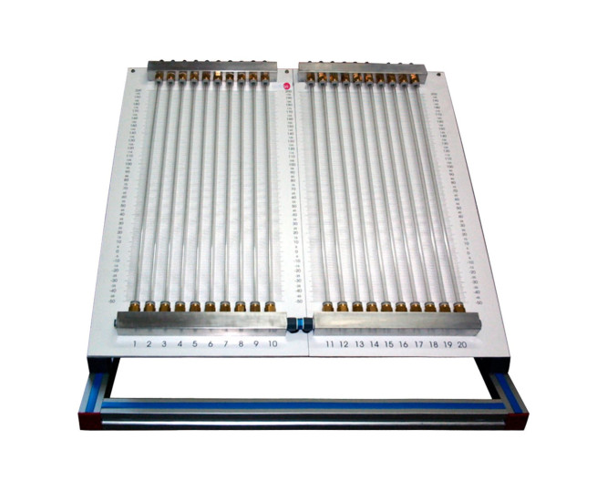 INCLINED MULTIMANOMETER WITH 20 MANOMETRIC TUBES OF 250 MM LENGTH - HMM-I1000