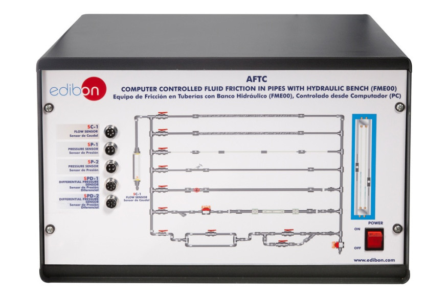 COMPUTER CONTROLLED FLUID FRICTION IN PIPES, WITH HYDRAULICS BENCH (FME00) - AFTC