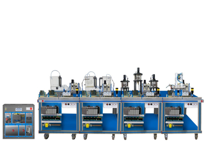 FLEXIBLE MANUFACTURING SYSTEM FOR FILTERING, MIXING, INDUSTRIAL PROCESS CONTROL, AND BOTTLING - AE-PLC-FMS4