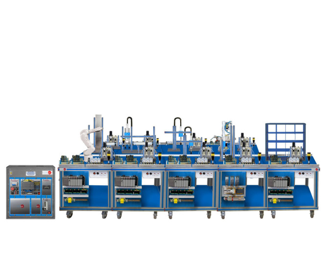 FLEXIBLE MANUFACTURING SYSTEM FOR TRANSPORT, CLASSIFICATION, SELECTION, AND PNEUMATIC HANDLING - AE-PLC-FMS5