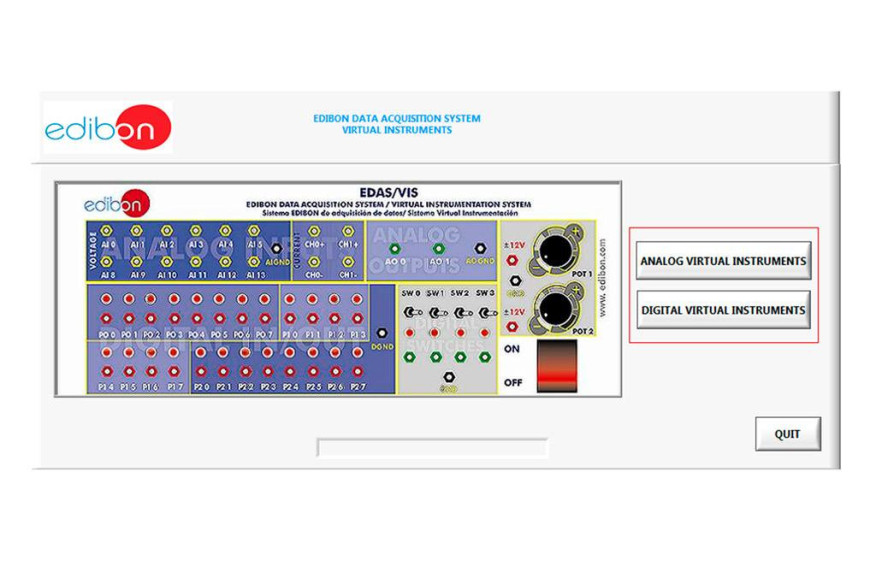 EDIBON DATA ACQUISITION SYSTEM AND VIRTUAL INSTRUMENTATION (SPEED: 250,000 SAMPLES/S) - EDAS/VIS-0.25