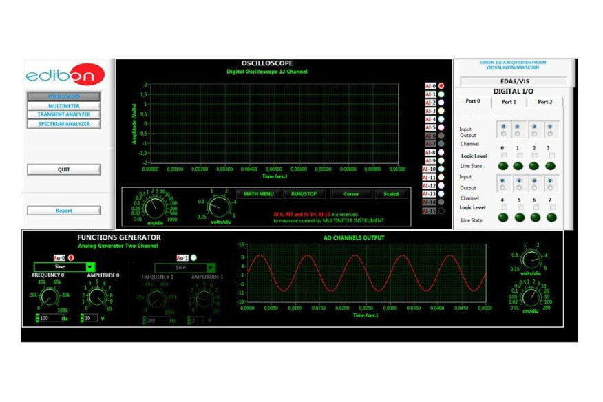 EDIBON DATA ACQUISITION SYSTEM AND VIRTUAL INSTRUMENTATION (SPEED: 250,000 SAMPLES/S) - EDAS/VIS-0.25
